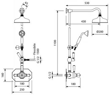 BIANCA - Wall-mounted thermostatic shower panel with hand shower by Park Avenue - view 3